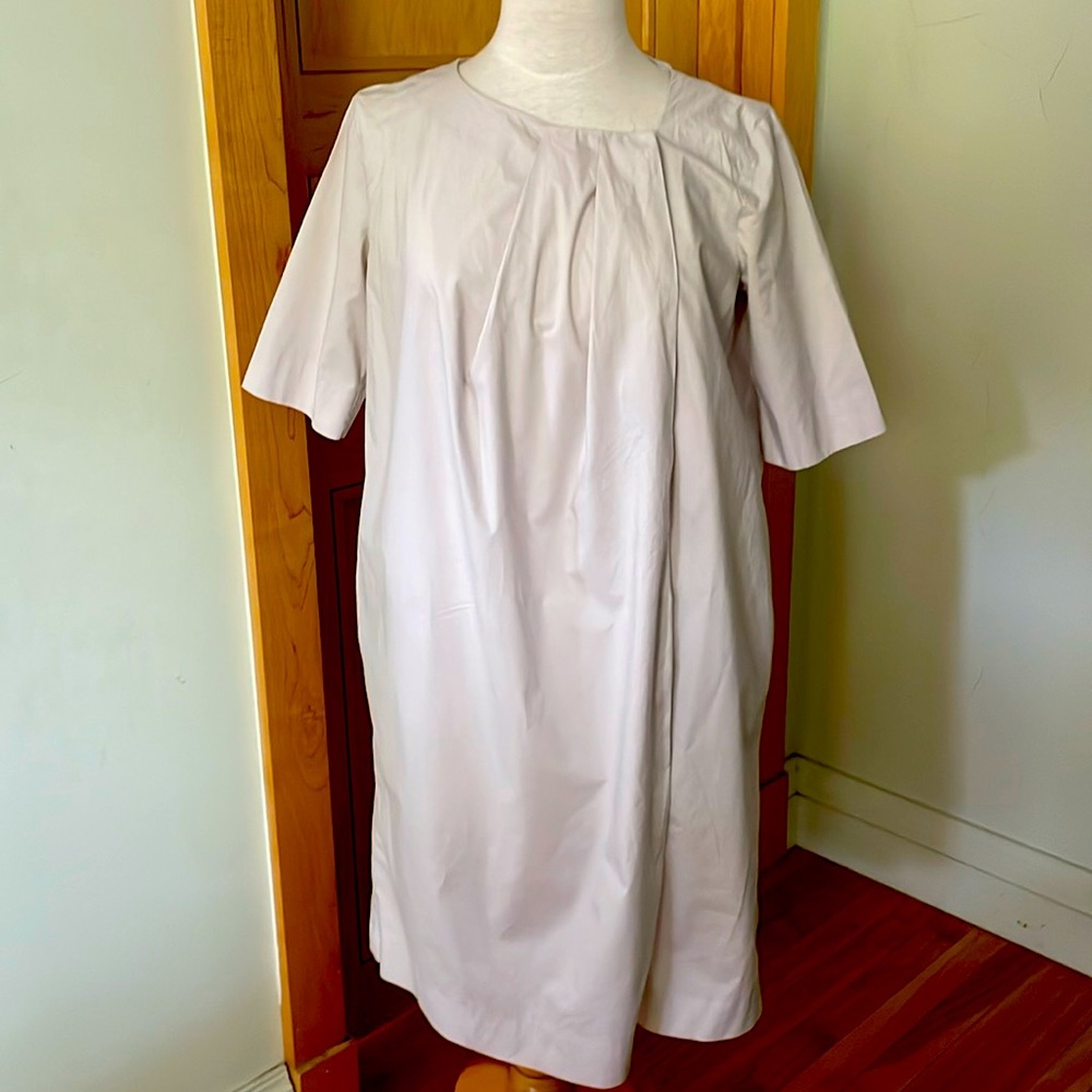 COS Light Grey Crisp Cotton Button Down Asymmetrical Midi Dress, Size 38/S-M